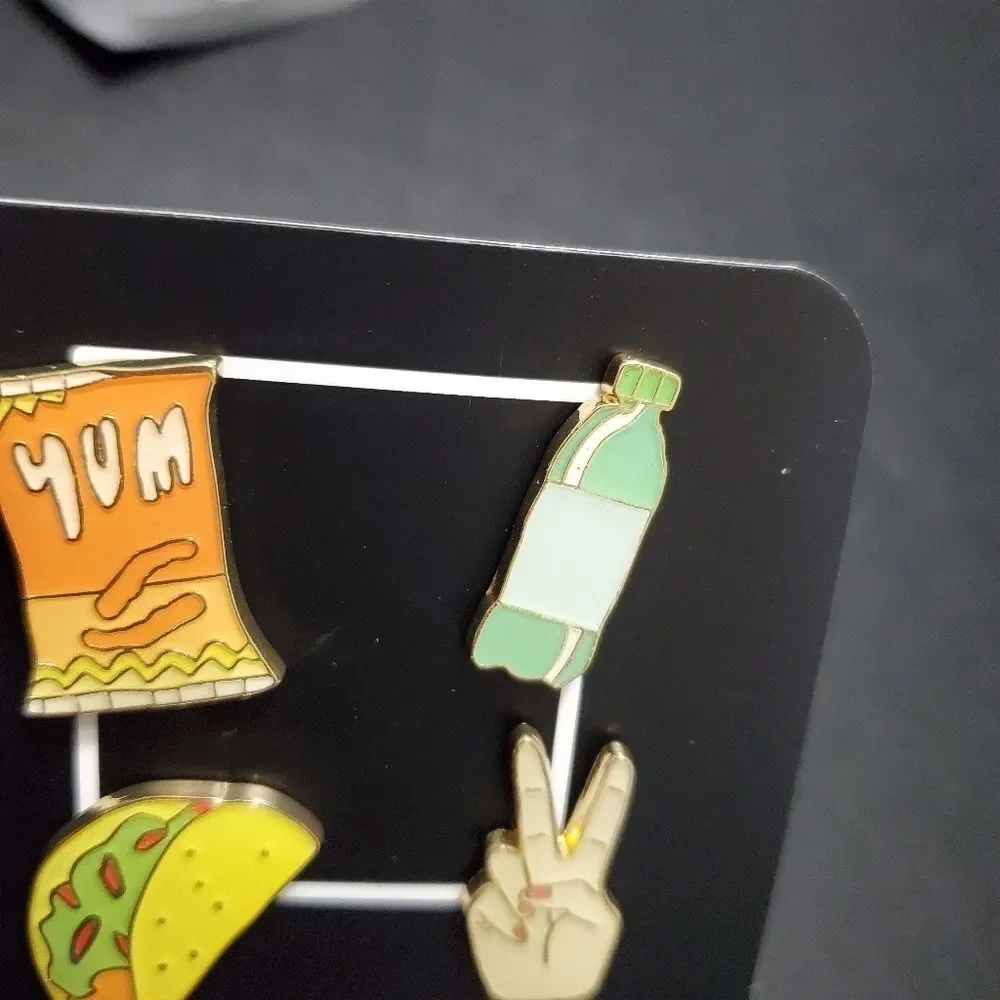 Gold tone enamel food pin set